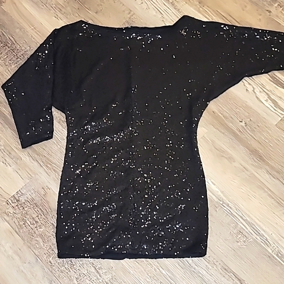 Bebe Black Body Con Sequin Mini Dress - Picture 1 of 4
